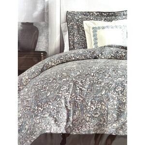 William MORRIS & CO. QUEEN Duvet Cover Set Teal White Floral Reversible COTTON
